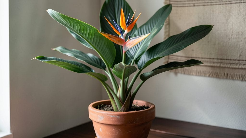 Bird of Paradise Flower Stalk: Tropical Starburst Growth in Containers