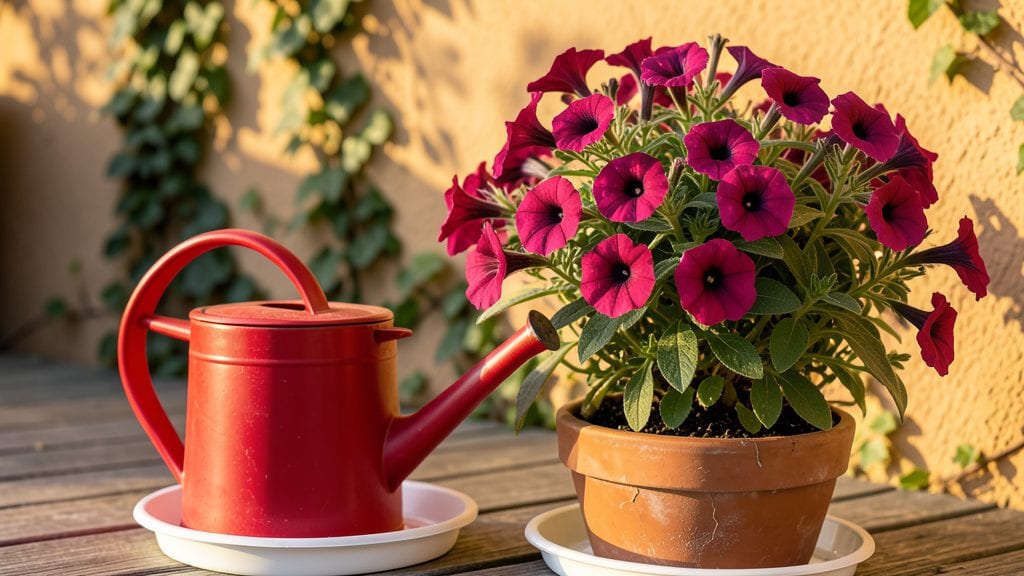 Watering Potted Flowers: Drainage-Controlled Technique for Lush Growth
