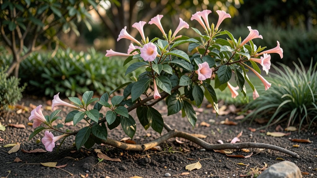 Pink Trumpet Flower Shrub: Frost-Defying Vertical Pollinator Magnet